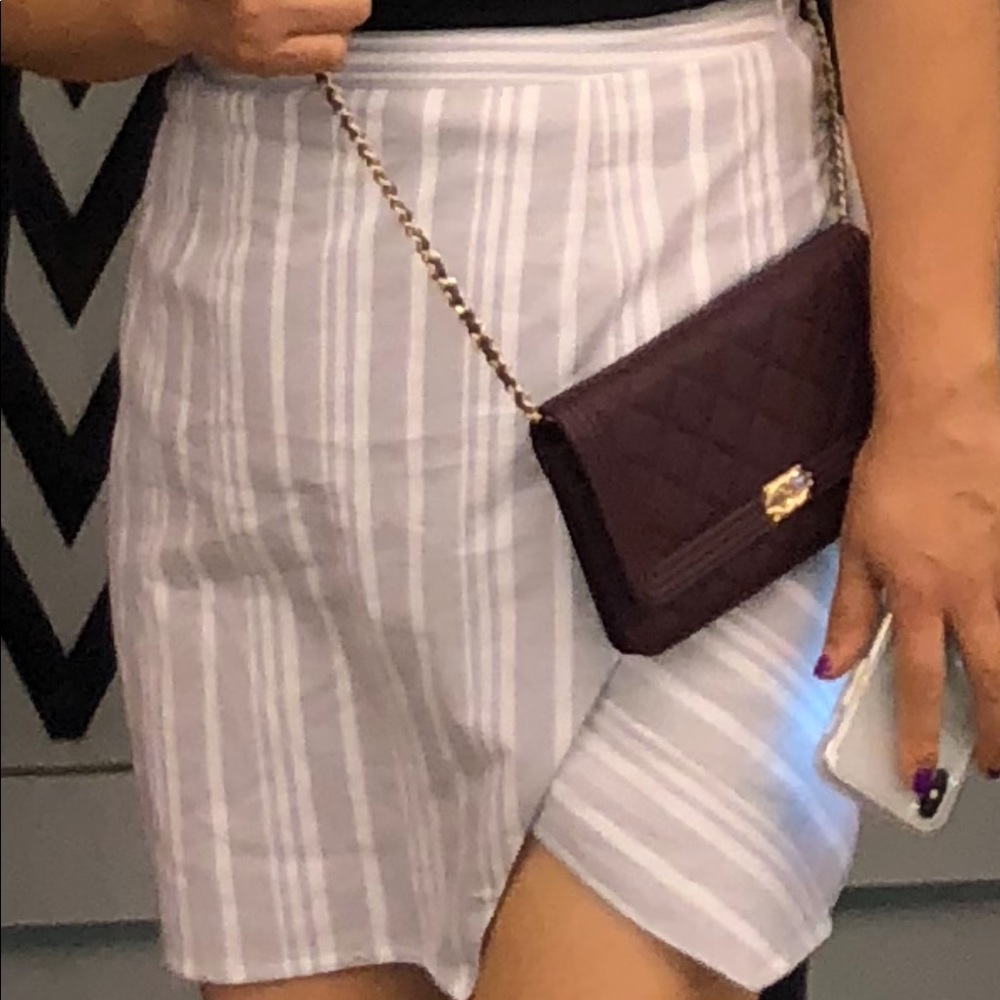 White and gray striped skirt!